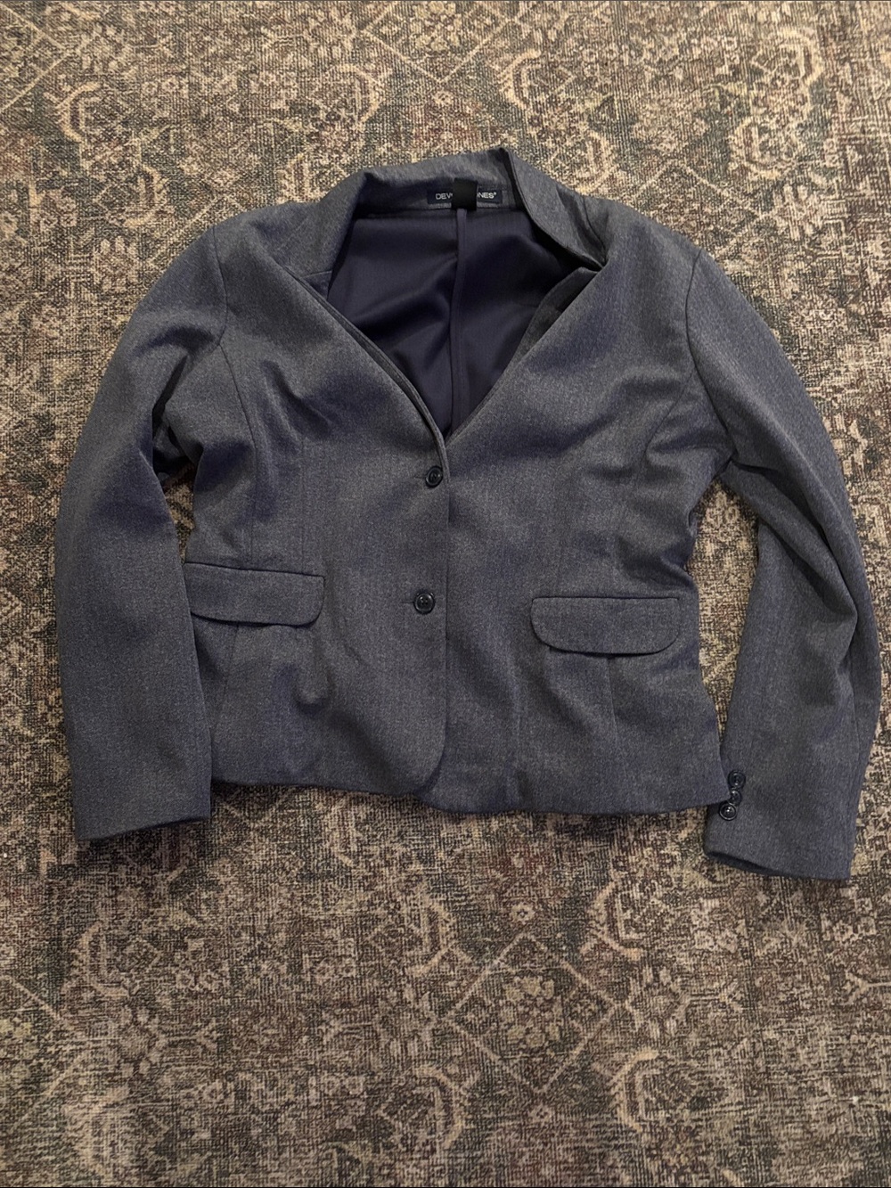Devon and Jones Navy Heathered Notch Collar Blazer